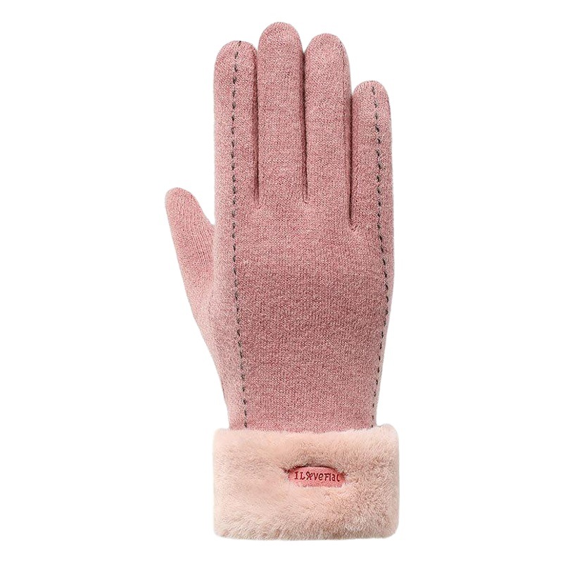 Warm Gloves for Women N0302 Velvet Thickeneded K-Style Cute Cashmere Touch Screen Driving Wool Cycling Winter Gloves
