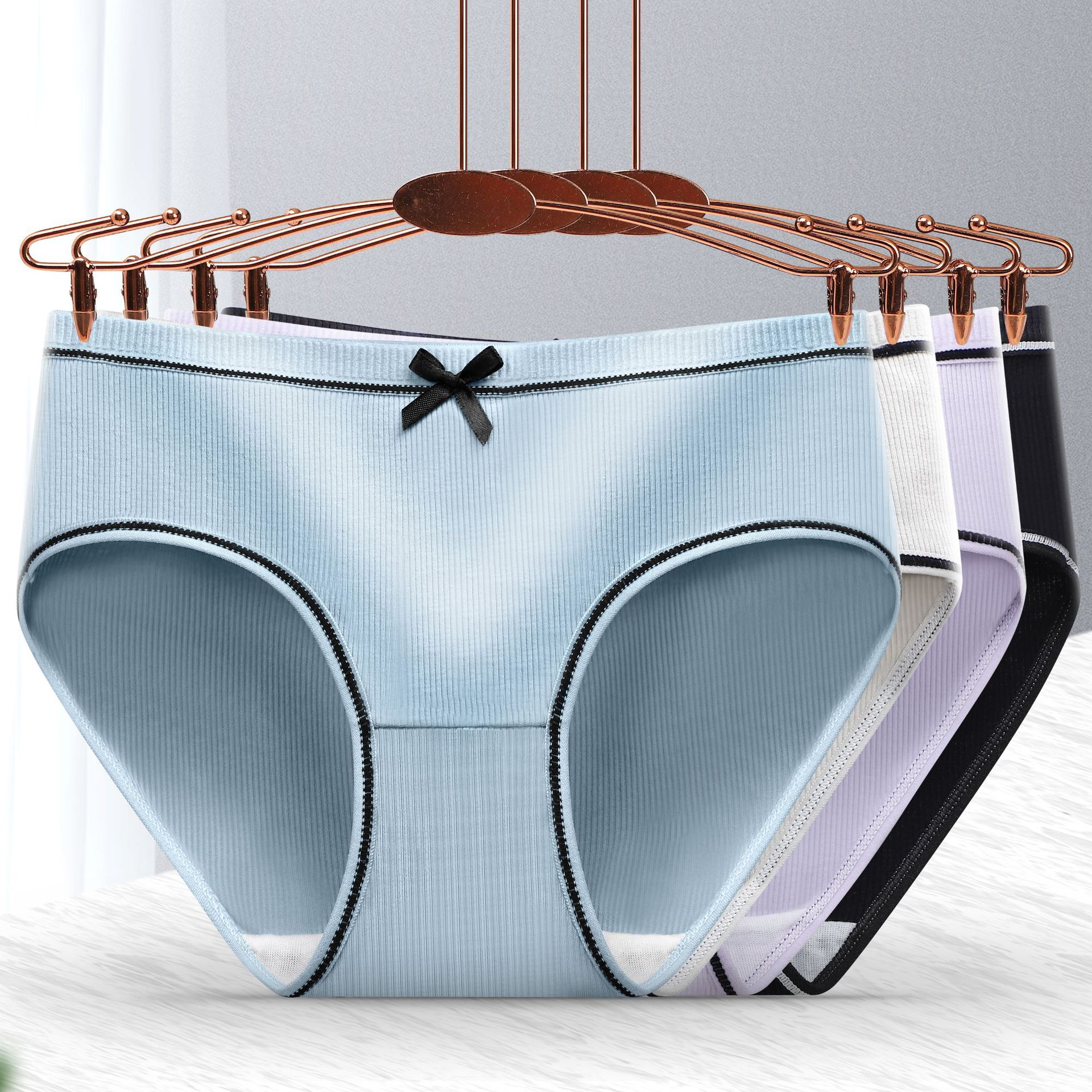 Japanese Style Women's Underwear Student Korean Style Threaded Mid-Waist Girl Sexy and Cute Underwear Girl Style Light Pure Cotton Crotch