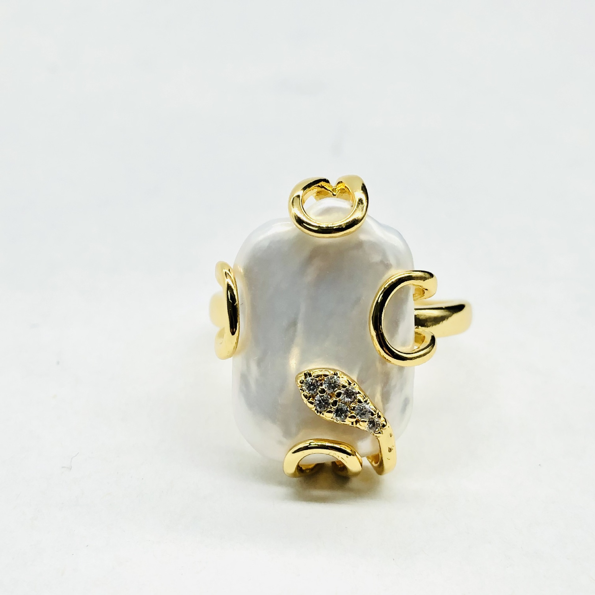 Natural Baroque Square Freshwater Pearl Index Finger Ring Opening Jewelry Super White Elegant Lady Fan Da Brand