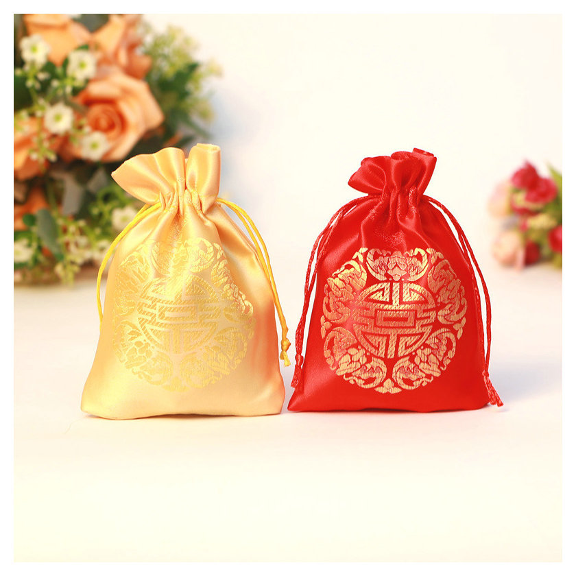 Picture of Wedding supplies wholesale brocade wedding candy bag wedding candy box wedding candy bag gift bag non