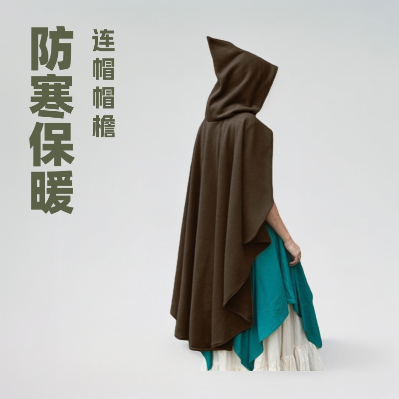 Christmas Women's Hooded Cloak, Cold-Proof Cape, Halloween Winter Velvet Vampire Artistic Christmas Limited Edition