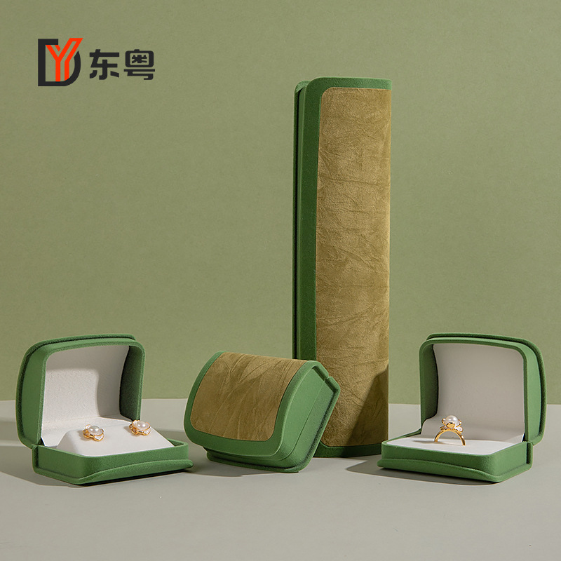 Advanced Flocking Arc Double Color Jewelry Box Ring Pendant Earrings Storage Box Jewelry Packaging Box