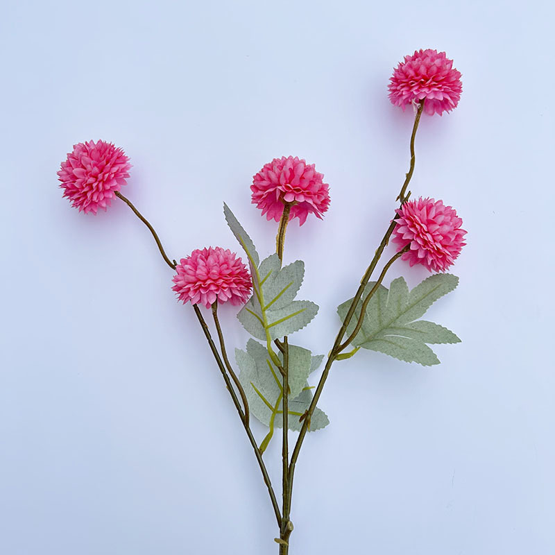 Picture of Simulation of 5 autumn dandelion ball chrysanthemum 5 small onion ball wedding home decoration bouquet soft photography props pu