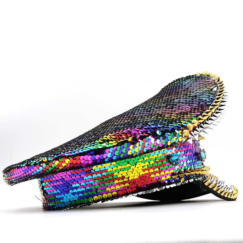 Picture of Cross-border trend Temu AliExpress shein explosion hat color rivet rhinestone sequins navy cap flat cap