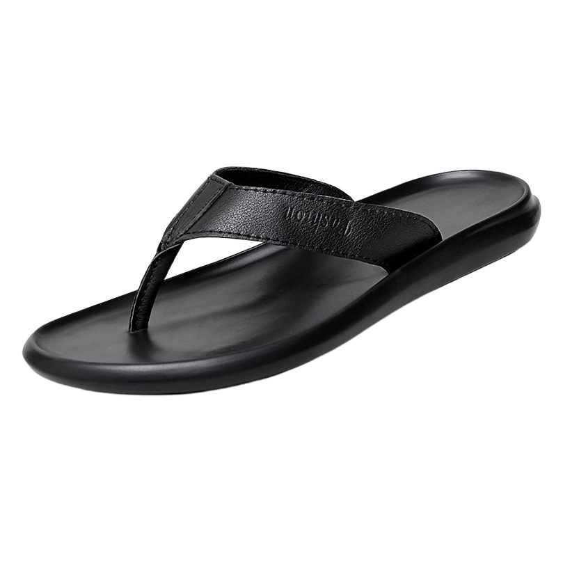 1100 men's shoes flip-flops summer flip-flops flat cowhide outdoor casual all-match beach sandals Sandals sandals