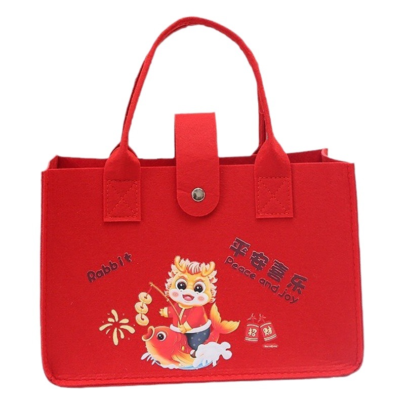 Ready-Made Felt Bag Children's Birthday Souvenir Wedding Full Moon Tote Bag Large Capacity Felt Tote Bag Gift Bag