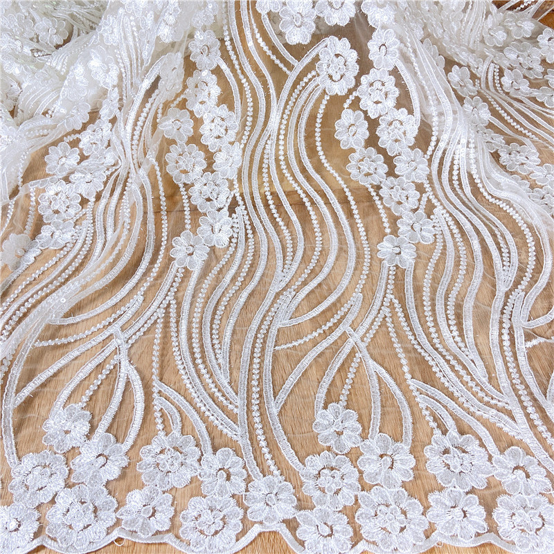 Picture of Court wedding dress sequined embroidered lace fabric fairy cheongsam dress accessories bilateral wave 125cm embroidered cloth
