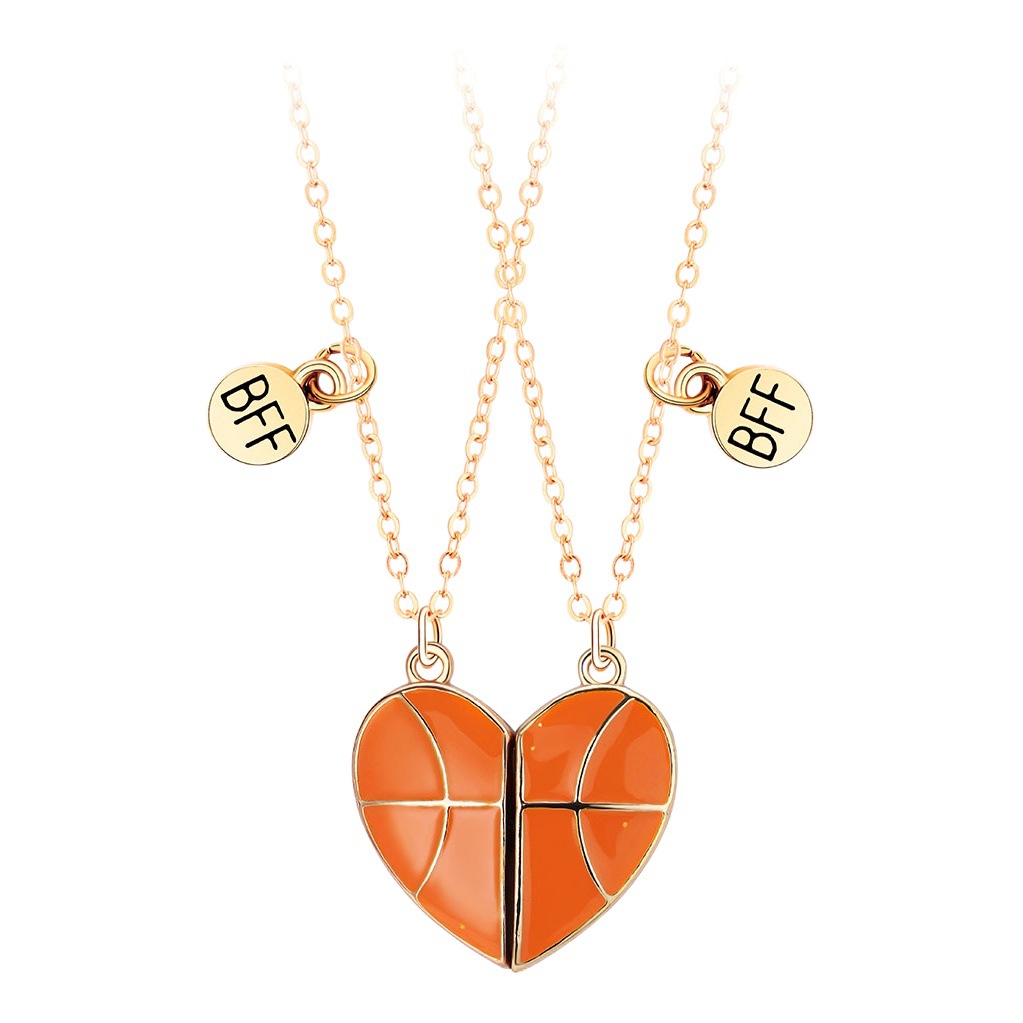 Cross-border Amazon basketball necklace children alloy oil dripping magnetic necklace good friend two person necklace set Wholesale