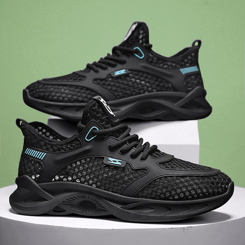 Men's Summer Breathable Large Mesh Thin Hollow Lightweight Mesh Shoes Casual Sports Soft-soled Running Summer Air-conditioned Shoes