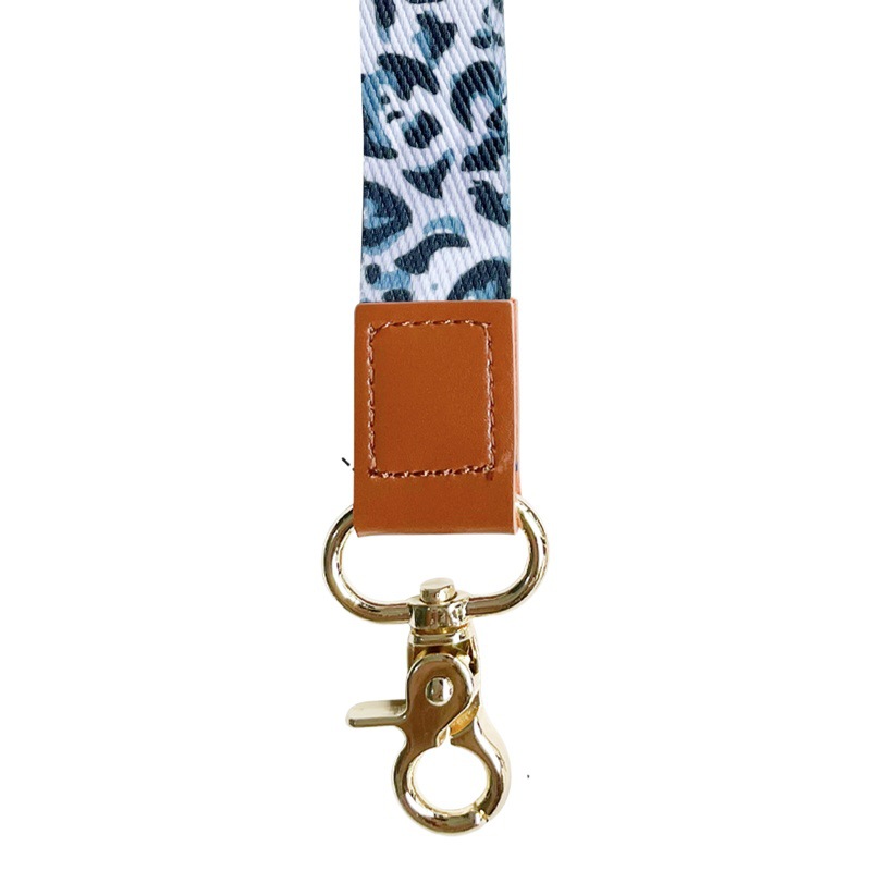 Thickened Color Sunflower Leopard Print Butterfly Polyester Mobile Phone Lanyard ID Rope Key Rope PU Head Hand Bowl with Lanyard