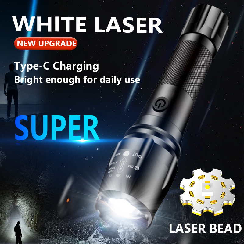 Cross-border new strong light rechargeable small flashlight household outdoor portable emergency distress 18650 led flashlight