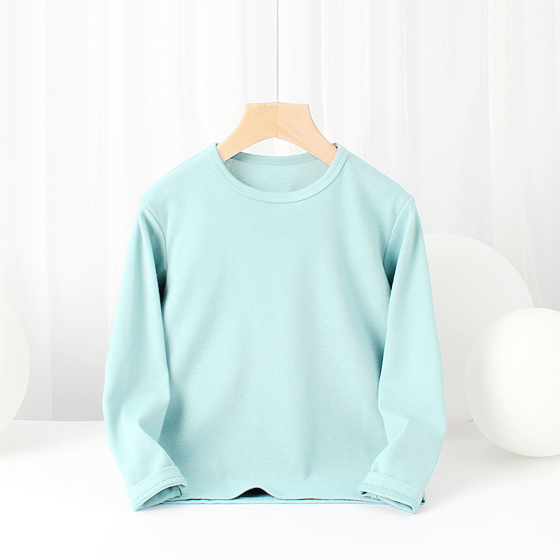 Picture of Spring and autumn children's clothing Korean new boys bottoming shirt girls cotton stretch solid color long sleeve children's T-shirt wholesale