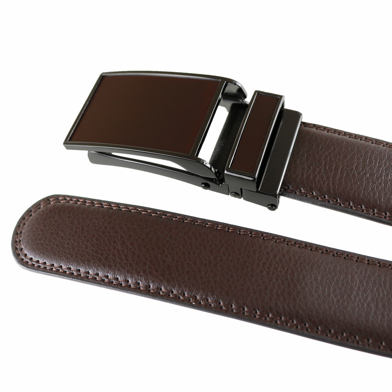 Picture of Japanese and Korean men's automatic buckle belt reverse pull buckle two-layer cowhide leather belt business Foreign Trade factory wholesale