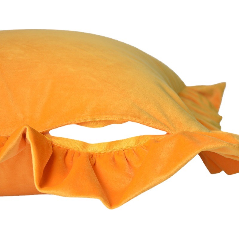 Pillow ins Style Ruffled Plush Pillow Case Amazon Modern Simple Sofa Cushion Pillow Case Wholesale