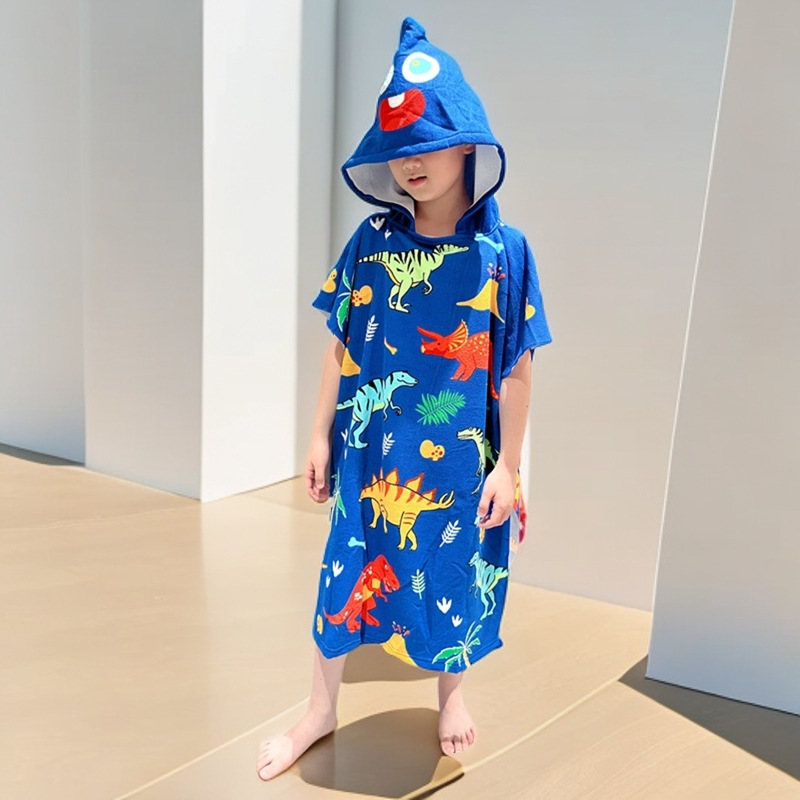Picture of Children's Bath Towel Hooded Poncho Bathrobe Super Soft Wearable Baby Absorbent Towel for Boys and Girls Swimming