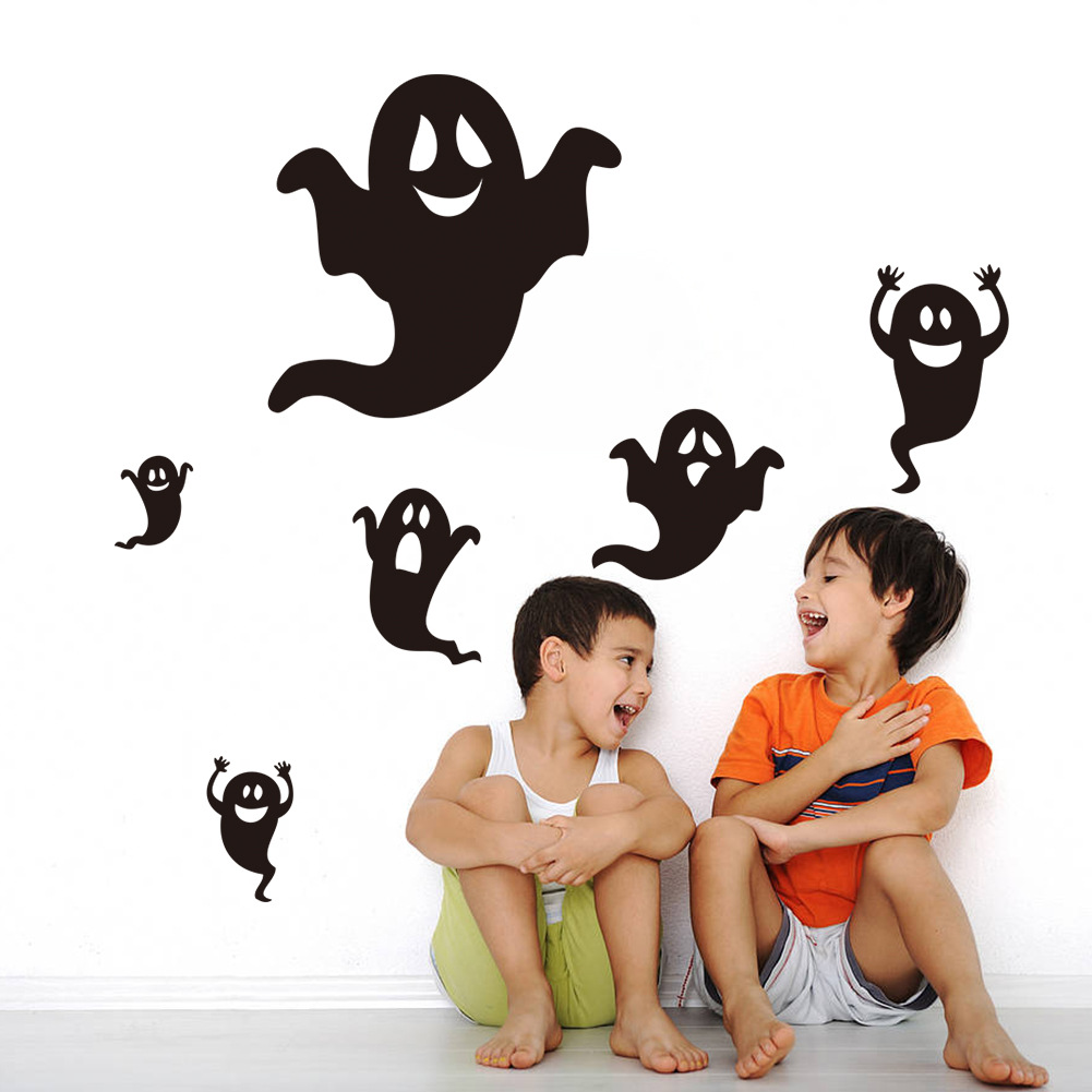 Kst-1 Cross-Border New Wholesale Halloween Little Ghost Creative Carved Living Room Bedroom Kidsren's Room Wall Sticker Wholesale