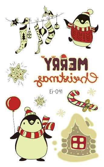 Picture of Cross-border Supply Waterproof Luminous Christmas tattoo Sticker Cartoon Snowman Party Children tattoo Sticker