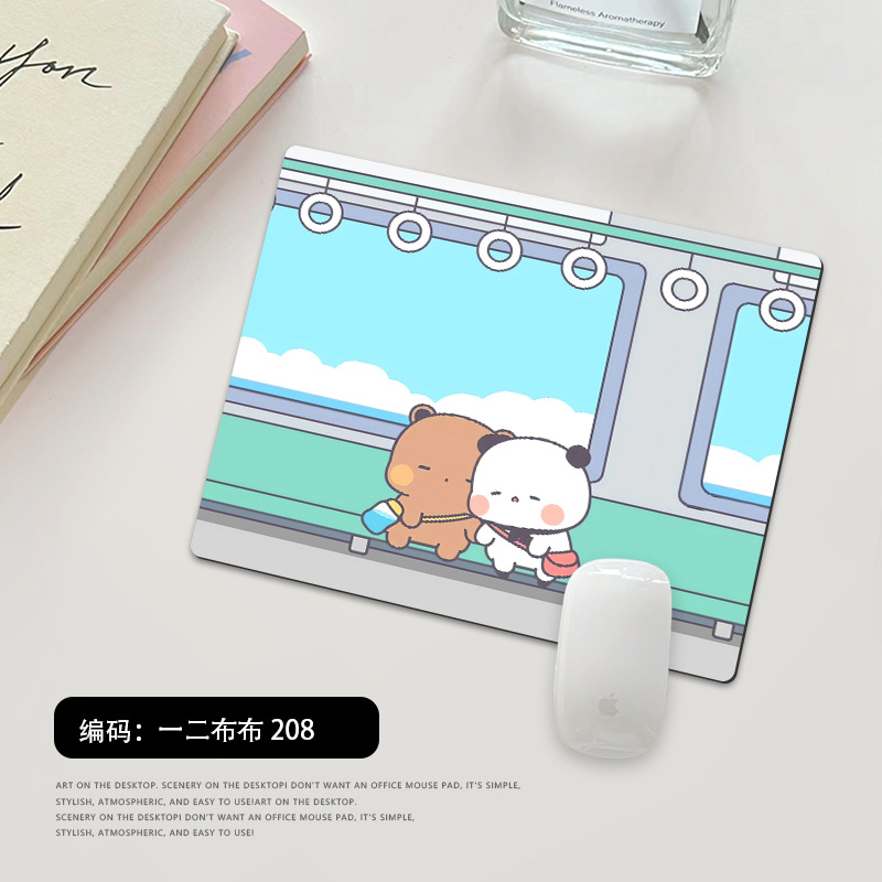 Picture of One or two cloth small size mouse pad office computer keyboard pad cartoon cute panda thick lock edge wrist pad