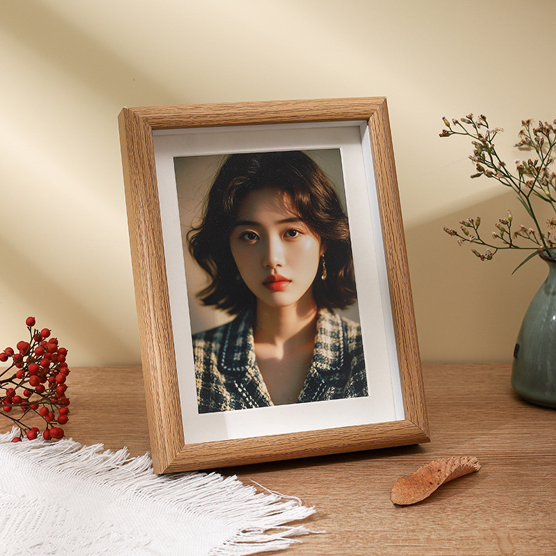 Wooden Hollow A4 Photo Frame, Three-Dimensional 5-Inch, 6-Inch, 7-Inch Photo Frame, Display Stand, Empty Frame with a High-End Feel