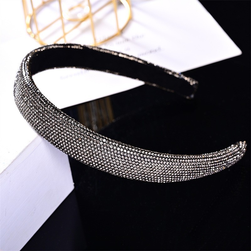 Picture of New cross-border European and American full diamond headband rhinestone sponge with net red trendy hair accessories women's hair band hair accessories