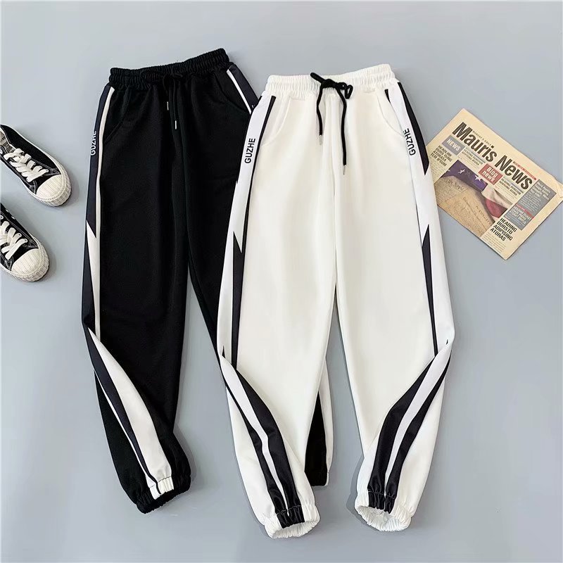ins ankle-tied sports pants women's summer Korean style fashionable student loose Harajuku bf plus size slimming ankle-tied casual harem pants