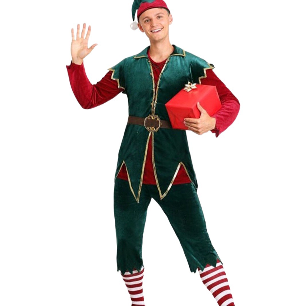 New Santa Claus Christmas Elf Costume Adult Men and Women European and American Code Christmas Party Costume Party