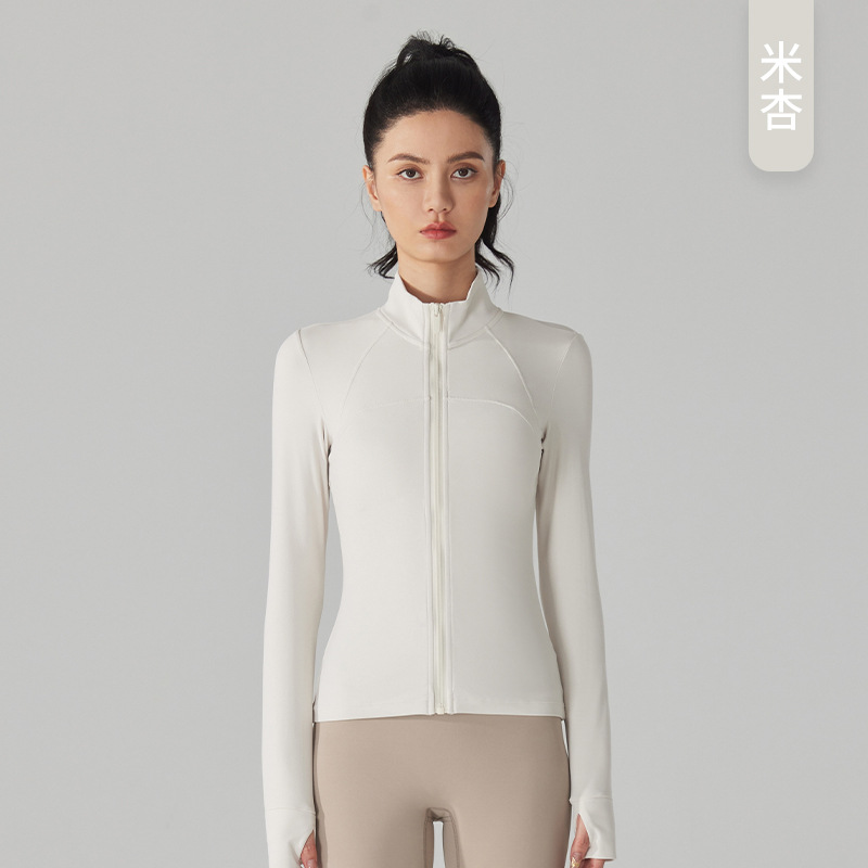 Picture of Yuancheng fleece warm sports jacket thickened slim fit slimming yoga clothes long sleeve zipper running fitness top