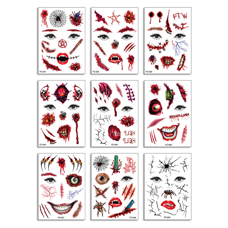 Picture of European and American cross-border hot sale Halloween funny face tattoo stickers masquerade dead dead face stickers tattoo stickers