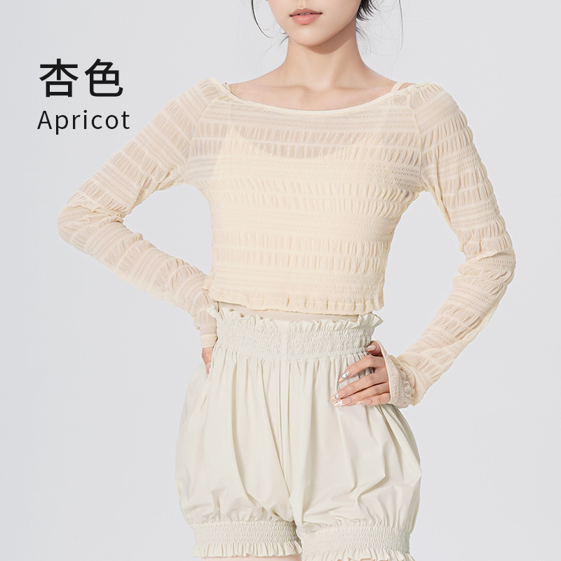 Picture of Ballet Practice Tops for Women, Adult Pile-Up Sleeves, Two-Wear Dance Clothes, Summer Short Teacher Training Body Suits