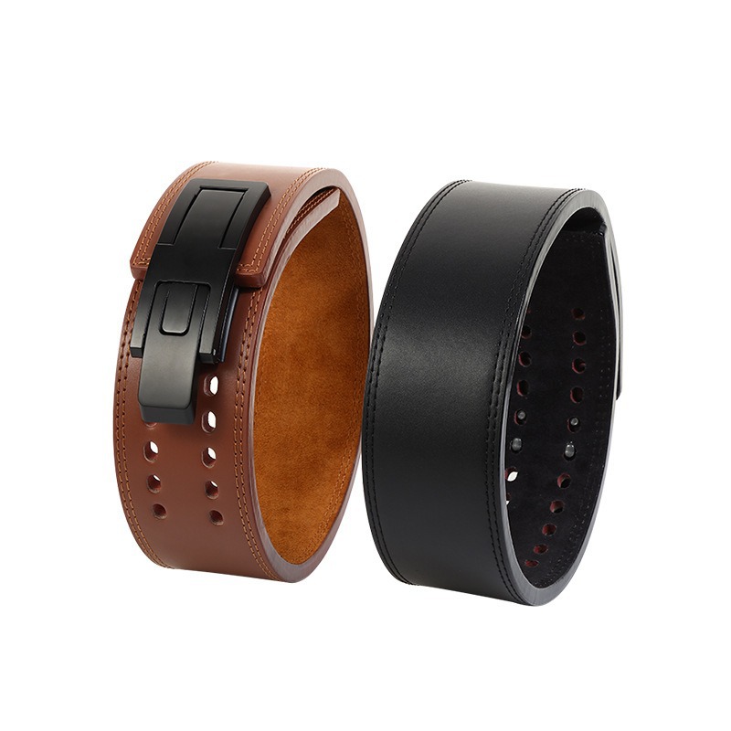 Picture of Sports Strength Weightlifting Belt Cowhide Fitness Belt Training Deadlift Squat Automatic Lever Buckle Wholesale for Men and Women