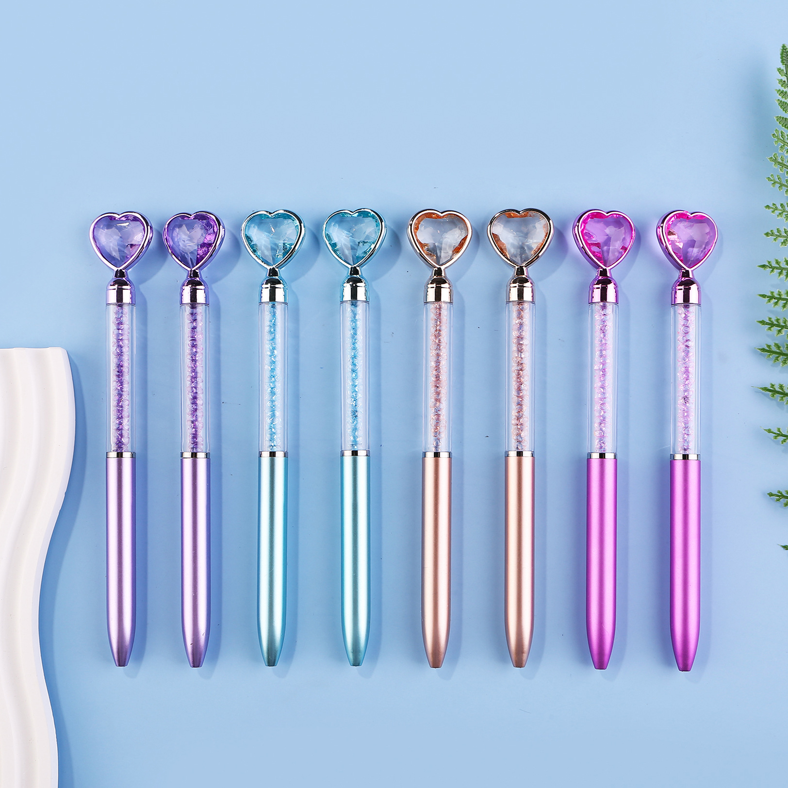 New imitation metal rod Diamond Love ballpoint pen color Crystal quicksand broken diamond pen crystal gem ball pen