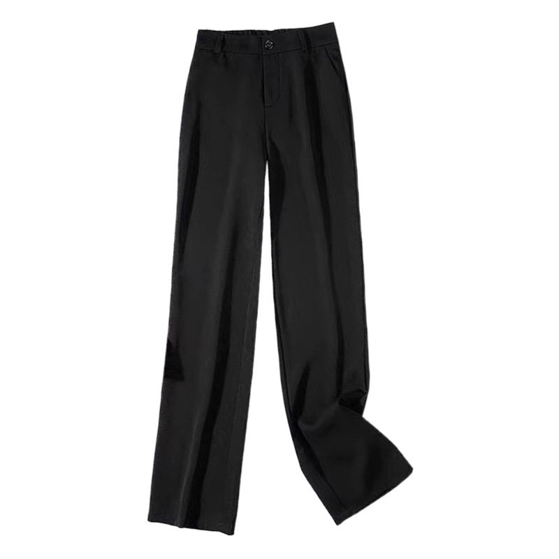 Black Suit Pants for Women 2025 Spring Design Drapedy Loose Wide Leg Pants High Waist Casual Straight Floor Mopping Pants
