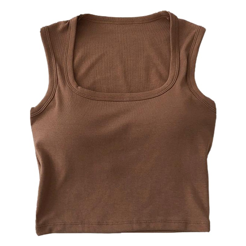 Square Collar Sleeveless Vest with Chest Pad Women's 2022 Summer Korean-style All-match White Strapless Base Top