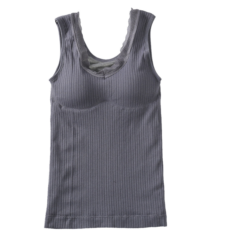 Picture of New velvet padded beautiful back warm vest without steel ring sexy V-neck cationic velvet ladies thermal underwear
