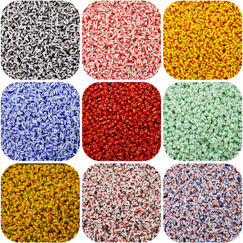 Picture of 3mm glass rice beads necklace bracelet loose beads diy jewelry striped watermelon beads handmade beaded homemade material bag