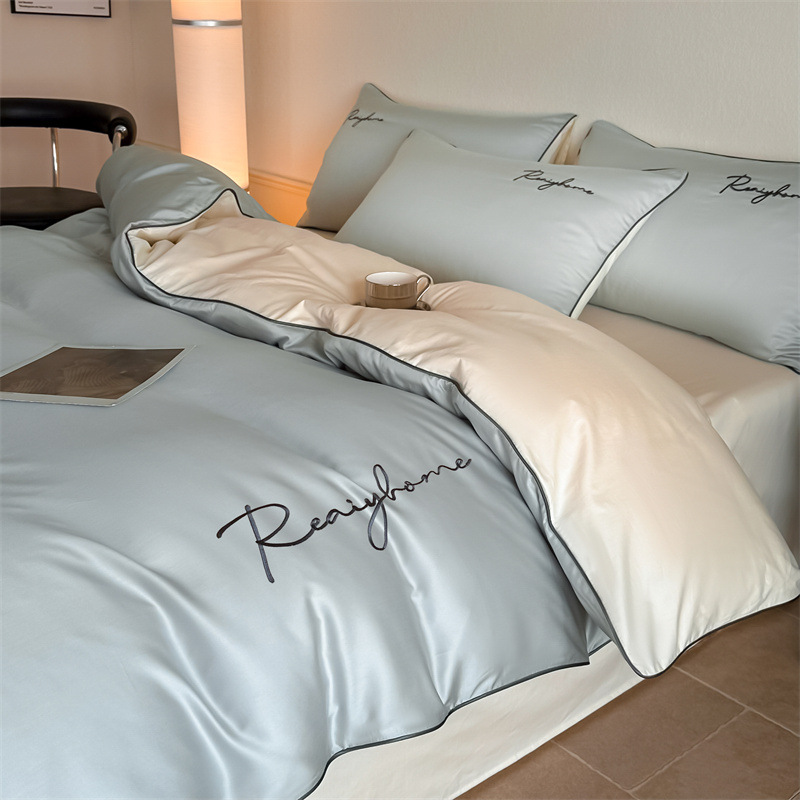 Picture of Light luxury 120 long-staple cotton quilt cover single piece pure cotton quilt cover solid color double-piece quilt cover Nantong bedding
