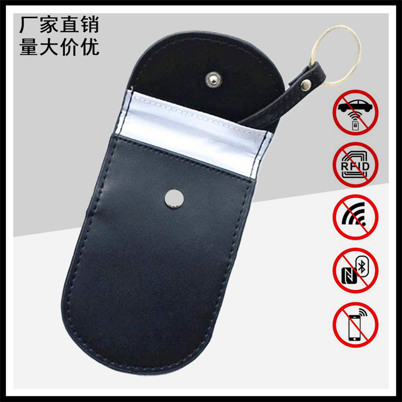 New Genuine Leather Rfid Electromagnetic Shielding Key Bag Car Key Signal Blocking Pouch Anti-Magnetic Scanning Radiation Protection