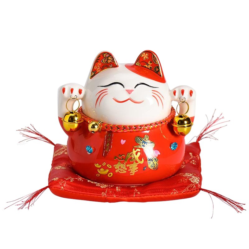 Small Fortune Ceramic Lucky Cat Ornaments for Shop Opening Activities Gift Piggy Bank Piggy Bank Gift Gift Box