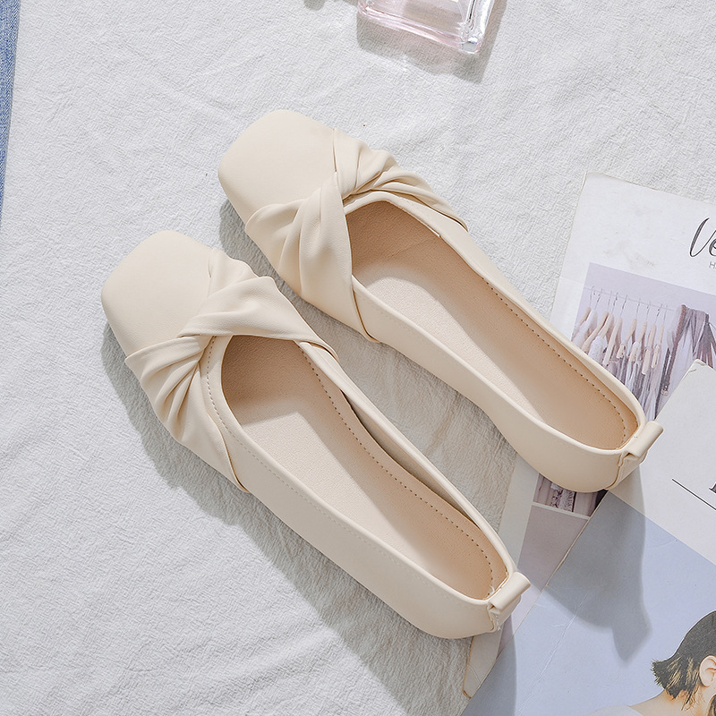Women's Single Shoes French Style Mary Jane Spring and Summer Lazy Fairy Style Gentle Soft Bottom Flat Shallow Mouth All-Match Bean Shoes