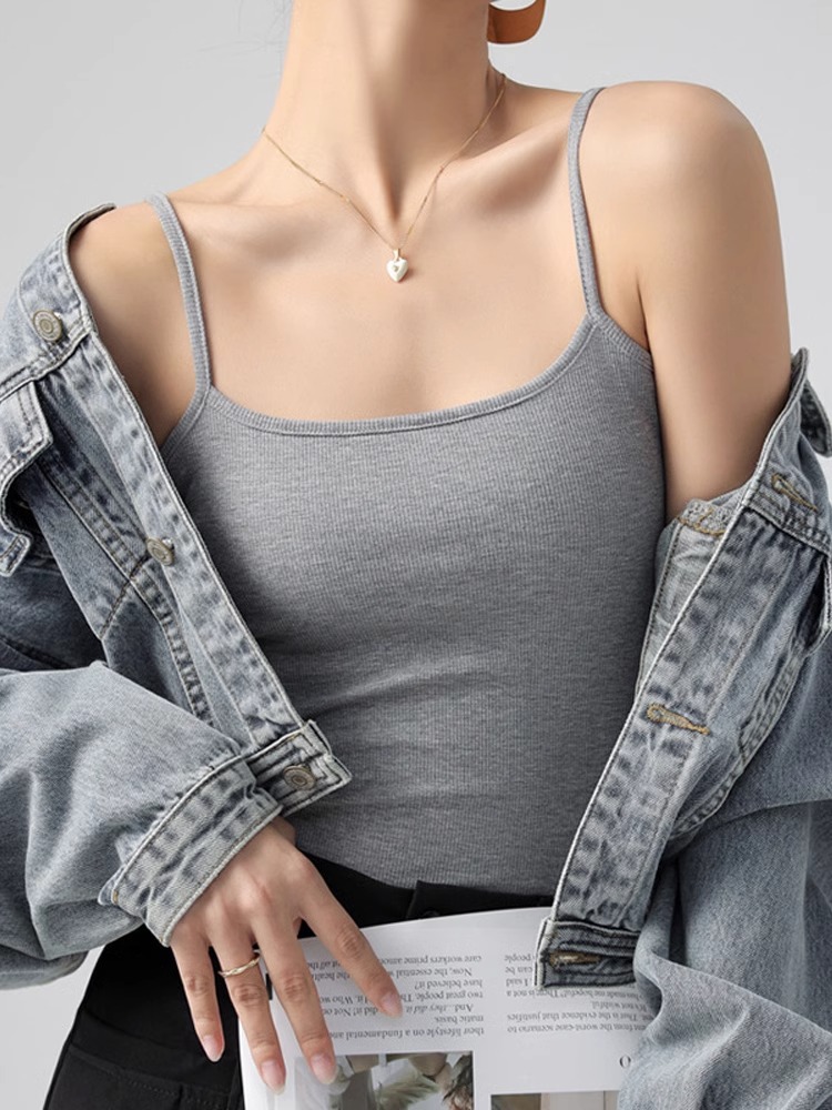 Picture of Women's Summer Thin White Outer Wear Small Vest Large Size Anti-slip Ice Silk Thread Cotton Inner Base Top