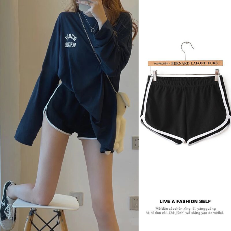 Shorts Women's European and American Casual Sweet and Hot Fashion Sports Breathable Hot Pants Summer Ins Simple All-match Loose Three-part Pants
