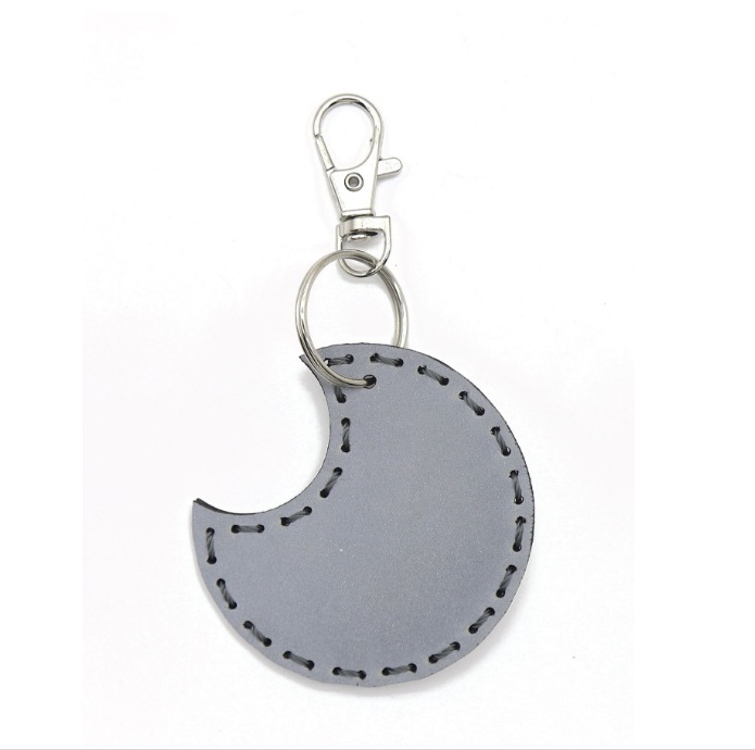 Picture of Night Light Reflective Leather Pendant Geometric Shape Love Circle Rectangular Padded Cotton Pad Stitch Keychain