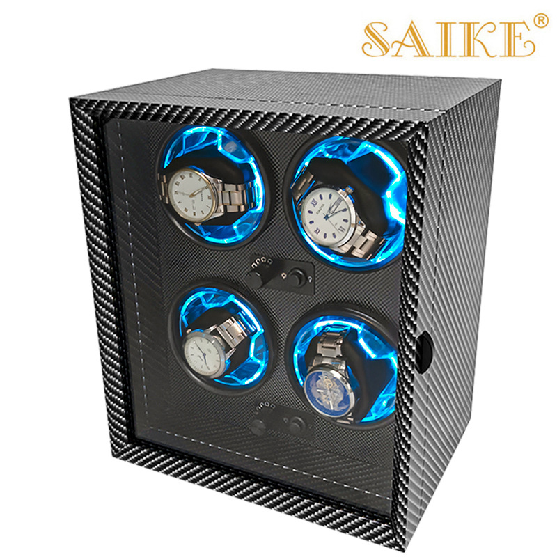 Picture of Foreign Trade Version of Walnut Pattern Wooden 4-Position Electric Mechanical Watch Winder with Four-Position Fully Automatic Winder