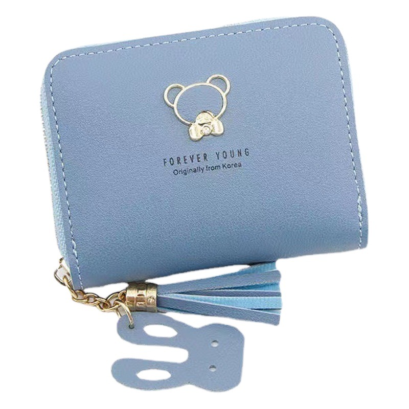 Manufacturer's New Ready-Made Women's Wallet Female Short Cartoon Cute Bear Tassel Female Student Coin Purse Zipper Bag