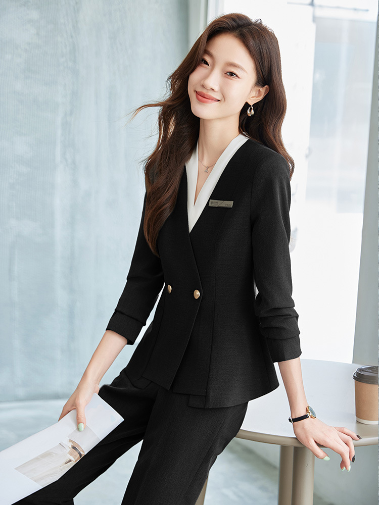 Picture of Black Suit suit Women's Business Wear Foruman Autumn and Winter Temperament Goddess Fan OL Tooling Jewelry Store Front Desk Work Clothes