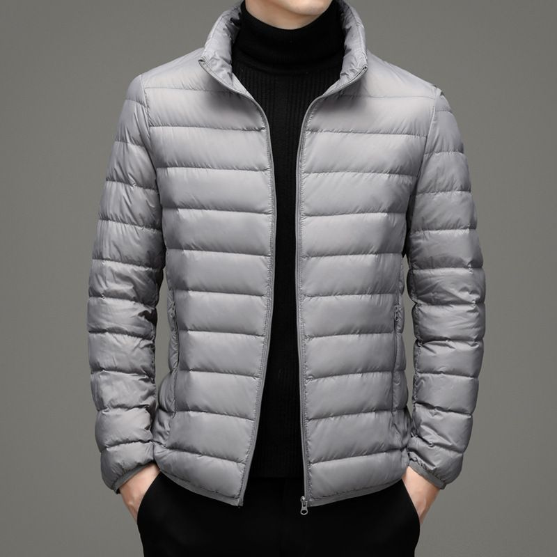 Picture of Brand Handle Autumn and Winter Light Down Cotton-padded Jacket Men's Short Vertical Collar Hooded Middle-aged and Elderly Light Thin Broken Coat
