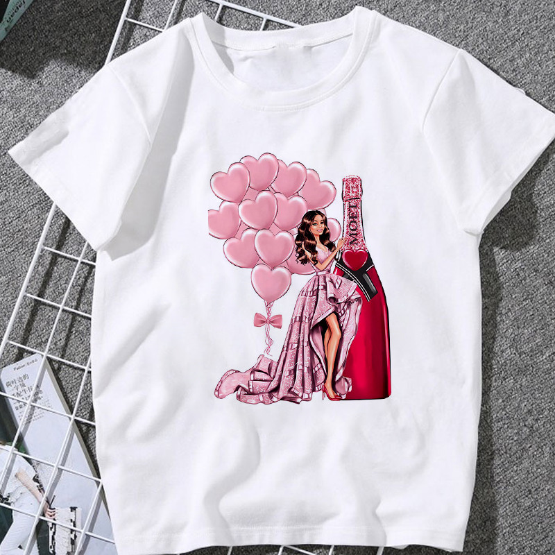 Cross-border T-shirt short sleeve fashion trend AliExpress Amazon foreign trade champagne beauty printed women's clothing a generation of hair