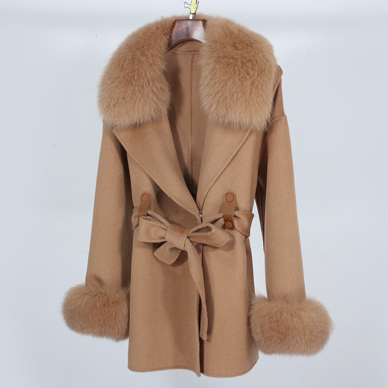 Picture of 2025 New Autumn and Winter Fox Fur Collar Gao Rui Double-Sided Cashmere Outwear Women's Mid-Length Wool Double-Sided Woolen Outwear