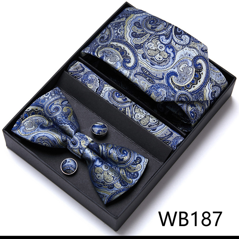 Picture of Men's tie bow tie set gift box 6 sets group tie business formal wedding tie manufacturers wholesale