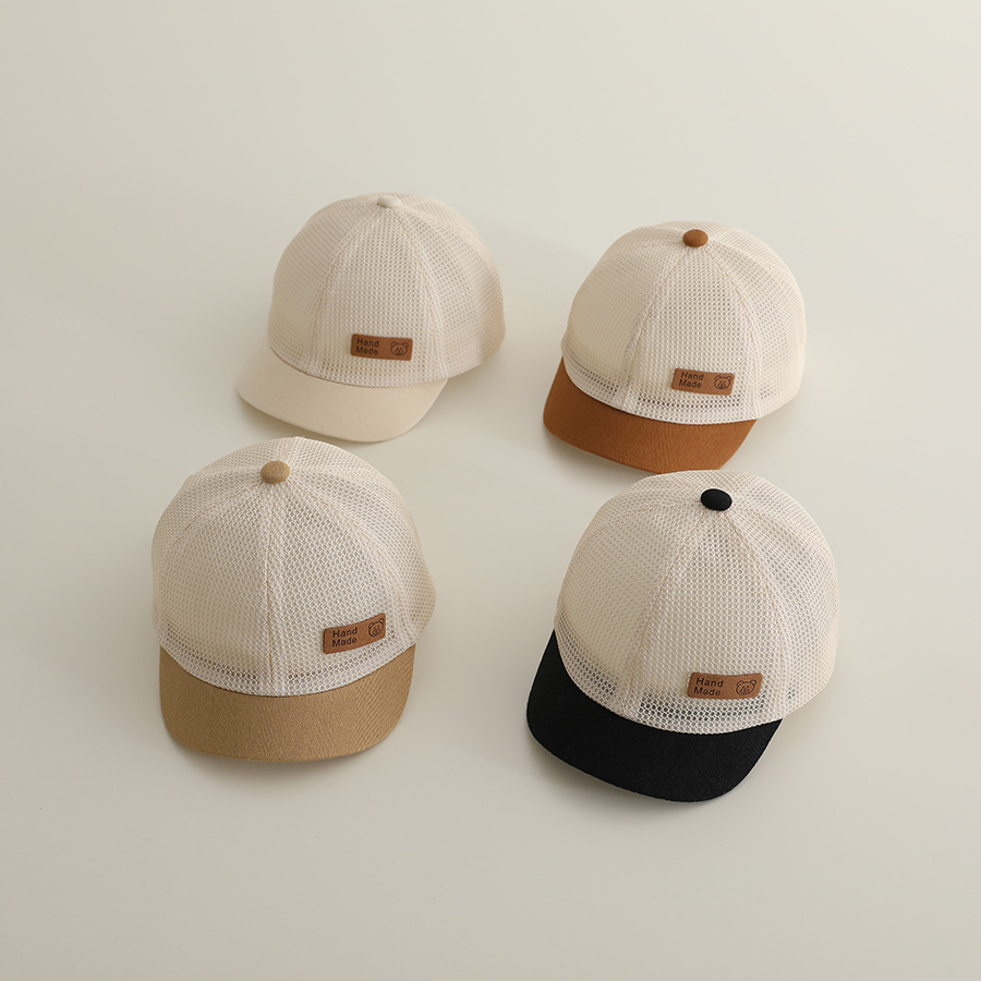 Picture of Little Bear Cartoon Full Net Short Brim Baby Cap Sunscreen Sun Hat Short Brim Baseball Cap for Boys and Girls